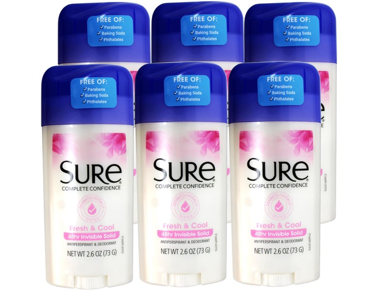Sure Anti-Perspirant & Deodorant Invisible Solid Fresh & Cool 2.60 oz (Pack of 6) - Image 1